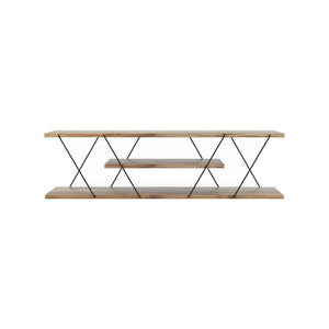 Mobile porta TV Desdemona, Credenza da soggiorno, Armadio basso per TV, Base parete attrezzata, 120x30h33 cm, Nero e Noce