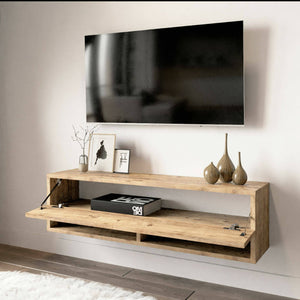 Mobile porta TV Iva, Credenza da soggiorno, Armadio basso per TV, Base parete attrezzata, 100x32h29 cm, Quercia