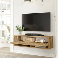 Mobile porta TV Iva, Credenza da soggiorno, Armadio basso per TV, Base parete attrezzata, 100x32h29 cm, Quercia