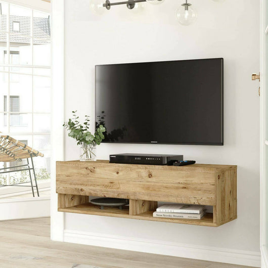 Mobile porta TV Iva, Credenza da soggiorno, Armadio basso per TV, Base parete attrezzata, 100x32h29 cm, Quercia