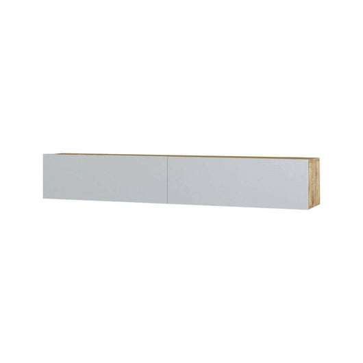 Mobile porta TV Pavone, Credenza da soggiorno, Armadio basso per TV, Base parete attrezzata, 180x32h30 cm, Quercia e Bianco