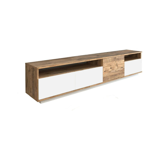 Mobile porta TV Axi, Credenza da soggiorno, Armadio basso per TV, Base parete attrezzata, 180x45h45 cm, Quercia e Bianco