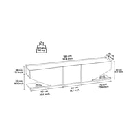 Mobile porta TV Assorata, Credenza da soggiorno, Armadio basso per TV, Base parete attrezzata, 180x30h40 cm, Bianco