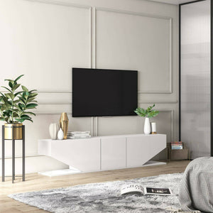 Mobile porta TV Assorata, Credenza da soggiorno, Armadio basso per TV, Base parete attrezzata, 180x30h40 cm, Bianco