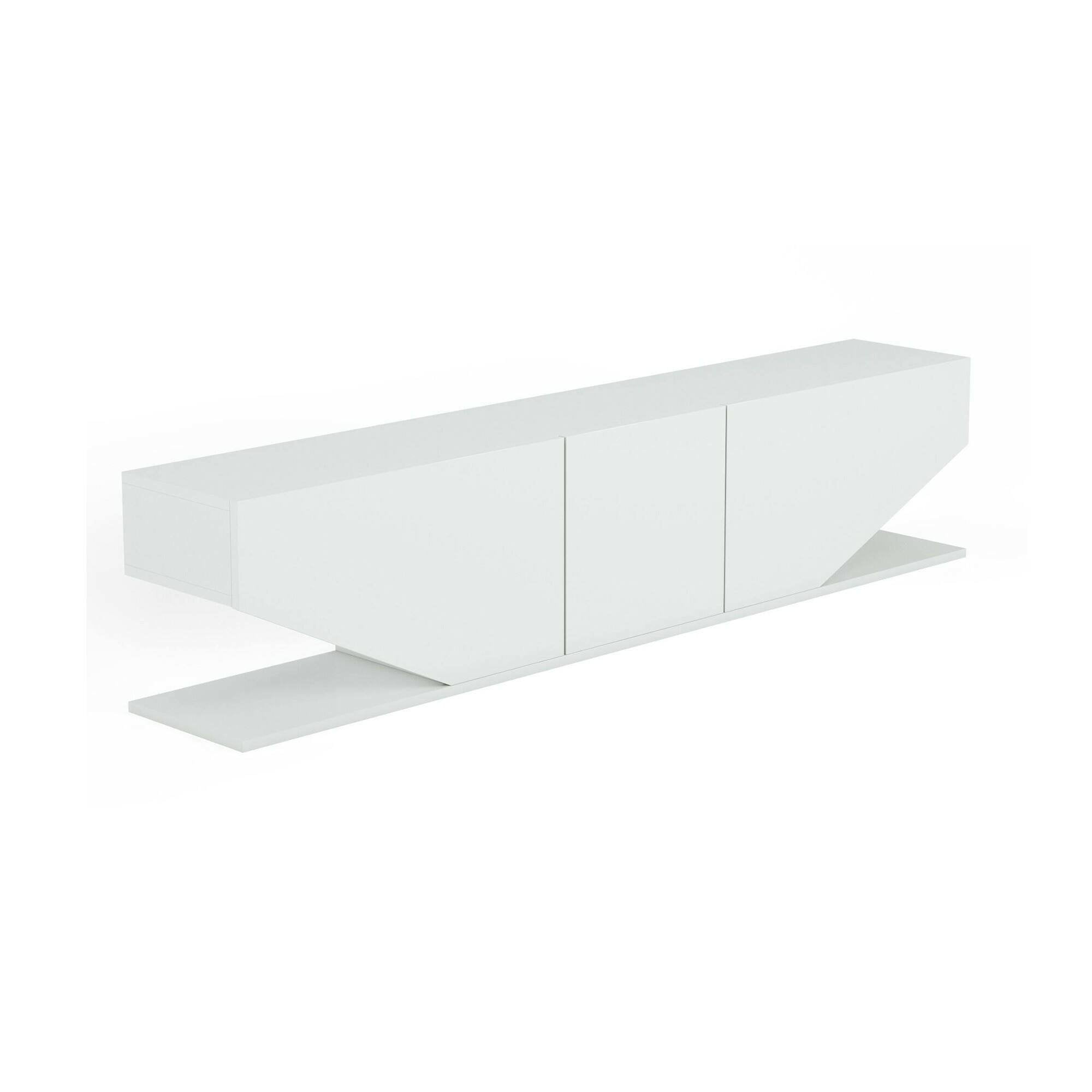 Mobile porta TV Assorata, Credenza da soggiorno, Armadio basso per TV, Base parete attrezzata, 180x30h40 cm, Bianco