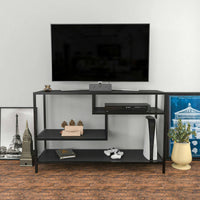 Mobile porta TV Ivette, Credenza da soggiorno, Armadio basso per TV, Base parete attrezzata, 120x39h75 cm, Antracite e Nero