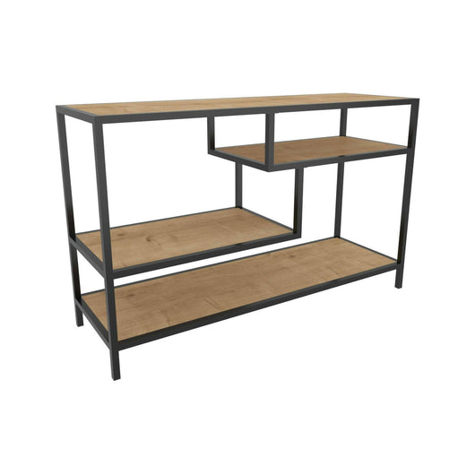 Mobile porta TV Ivette, Credenza da soggiorno, Armadio basso per TV, Base parete attrezzata, 120x39h75 cm, Quercia e Nero