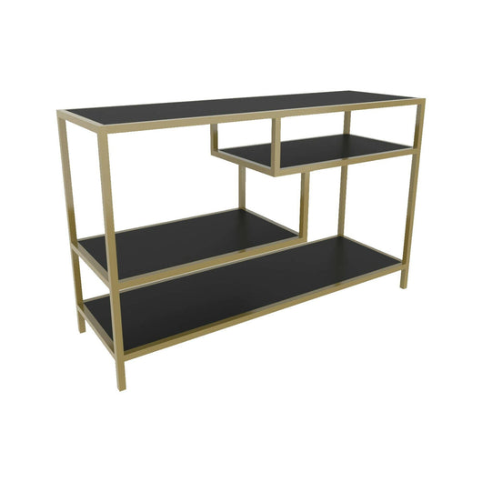 Mobile porta TV Ivette, Credenza da soggiorno, Armadio basso per TV, Base parete attrezzata, 120x39h75 cm, Oro e Antracite