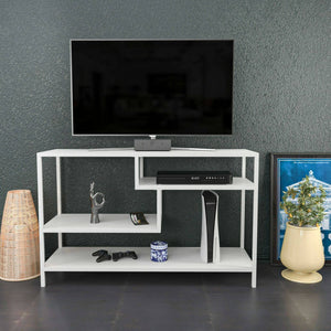 Mobile porta TV Ivette, Credenza da soggiorno, Armadio basso per TV, Base parete attrezzata, 120x39h75 cm, Bianco