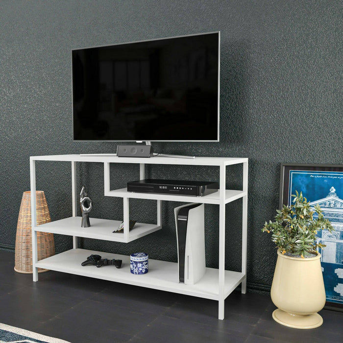 Mobile porta TV Ivette, Credenza da soggiorno, Armadio basso per TV, Base parete attrezzata, 120x39h75 cm, Bianco