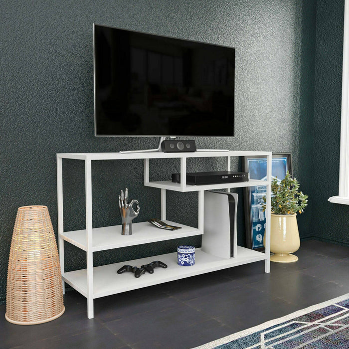 Mobile porta TV Ivette, Credenza da soggiorno, Armadio basso per TV, Base parete attrezzata, 120x39h75 cm, Bianco
