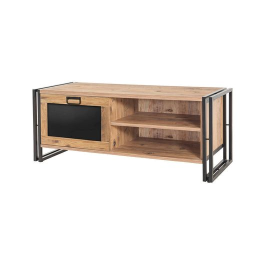 Mobile porta TV Luban, Credenza da soggiorno, Armadio basso per TV, Base parete attrezzata, 130x45h50 cm, Quercia e Nero
