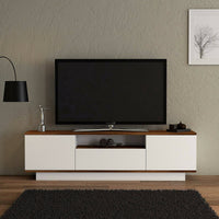 Mobile porta TV Fortunata, Credenza da soggiorno, Armadio basso per TV, Base parete attrezzata, 160x30h45 cm, Noce e Bianco