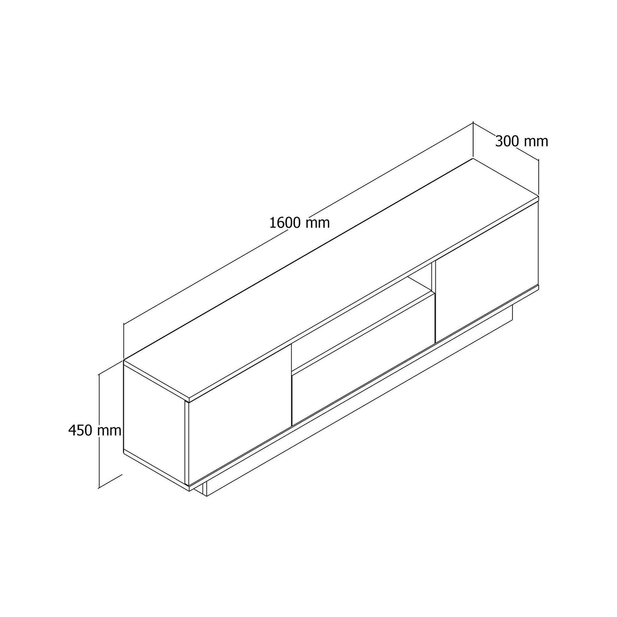 Mobile porta TV Fortunata, Credenza da soggiorno, Armadio basso per TV, Base parete attrezzata, 160x30h45 cm, Noce e Bianco