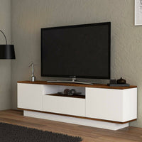Mobile porta TV Fortunata, Credenza da soggiorno, Armadio basso per TV, Base parete attrezzata, 160x30h45 cm, Noce e Bianco