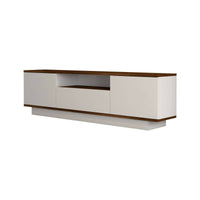 Mobile porta TV Fortunata, Credenza da soggiorno, Armadio basso per TV, Base parete attrezzata, 160x30h45 cm, Noce e Bianco