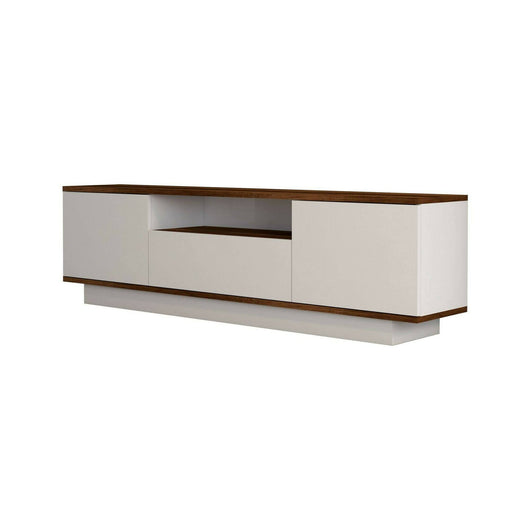Mobile porta TV Fortunata, Credenza da soggiorno, Armadio basso per TV, Base parete attrezzata, 160x30h45 cm, Noce e Bianco