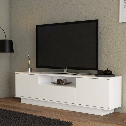 Mobile porta TV Giuseppa, Credenza da soggiorno, Armadio basso per TV, Base parete attrezzata, 160x30h45 cm, Bianco