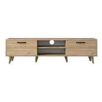 Mobile porta TV Messalina, Credenza da soggiorno, Armadio basso per TV, Base parete attrezzata, 180x35h48 cm, Noce
