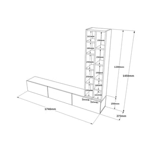 Mobile porta TV Giusi, Credenza da soggiorno, Armadio basso per TV, Base parete attrezzata, 175x27h25 cm, Quercia e Bianco