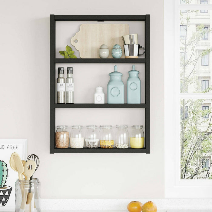 Mensola Krosa, Scaffale, Ripiano a muro, Scaffalatura multiuso, 43x9h60 cm, Nero