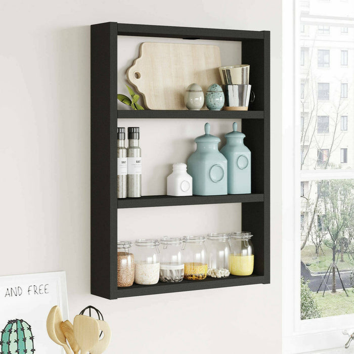 Mensola Krosa, Scaffale, Ripiano a muro, Scaffalatura multiuso, 43x9h60 cm, Nero