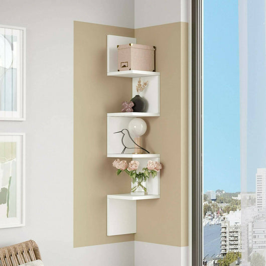 Mensola Pawan, Scaffale, Ripiano a muro, Scaffalatura multiuso, 22x22h117 cm, Bianco