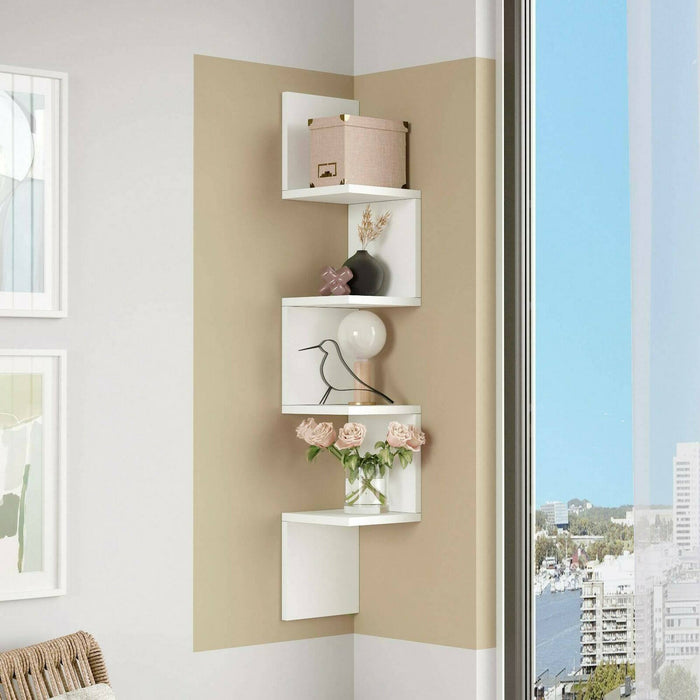 Mensola Pawan, Scaffale, Ripiano a muro, Scaffalatura multiuso, 22x22h117 cm, Bianco