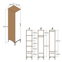 Armadio multiuso 1 anta Giusta, Mobile multifunzionale, Mobiletto scarpiera, Guardaroba porta scarpe, 40x201h48 cm, Antracite e Noce