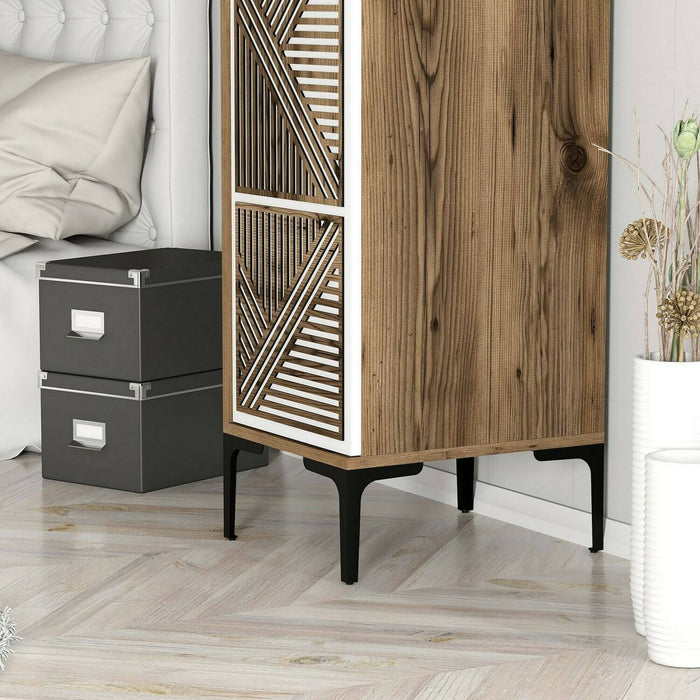 Armadio multiuso 1 anta Giusta, Mobile multifunzionale, Mobiletto scarpiera, Guardaroba porta scarpe, 48x40h201 cm, Noce e Bianco