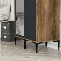 Guardaroba 2 ante Anfo, Mobile camera da letto, Cabina armadio portabiti, Armadio appendiabiti, 80x201h48 cm, Noce e Antracite