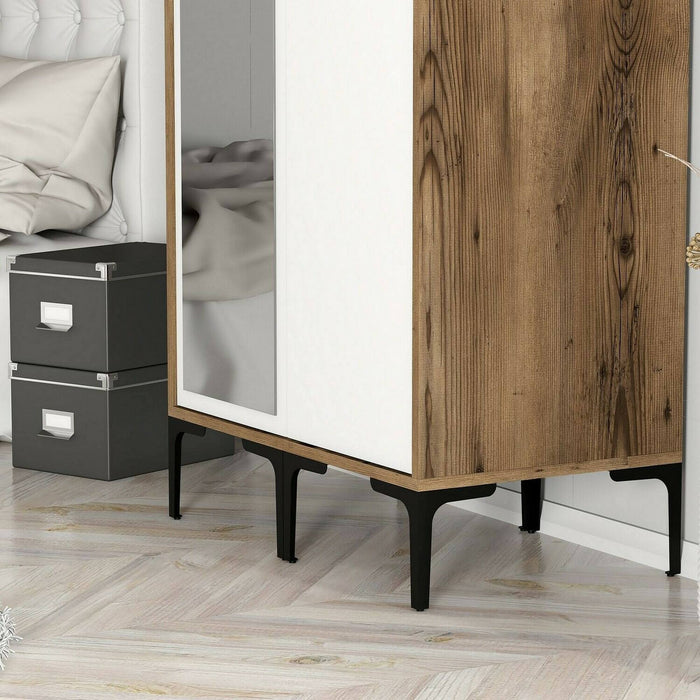 Guardaroba 2 ante Anfo, Mobile camera da letto, Cabina armadio portabiti, Armadio appendiabiti, 80x201h48 cm, Noce e Bianco