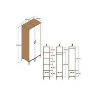 Guardaroba 2 ante Anfo, Mobile camera da letto, Cabina armadio portabiti, Armadio appendiabiti, 80x201h48 cm, Noce e Bianco