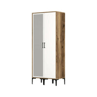 Guardaroba 2 ante Anfo, Mobile camera da letto, Cabina armadio portabiti, Armadio appendiabiti, 80x201h48 cm, Noce e Bianco