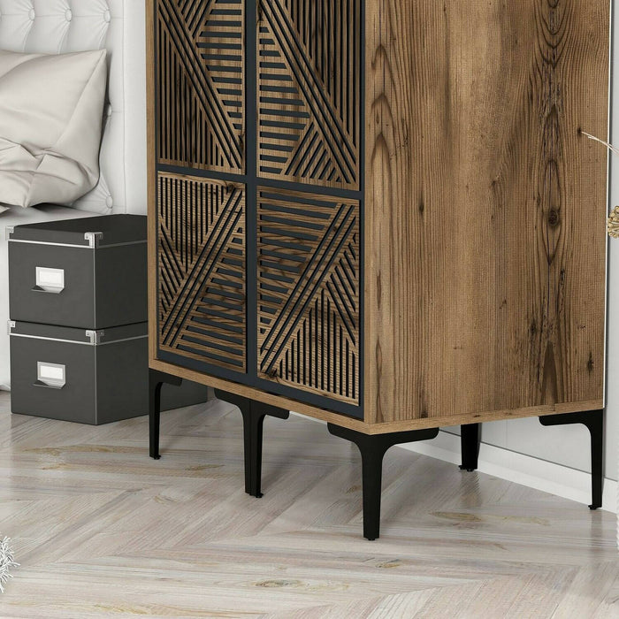 Guardaroba 2 ante Acate, Mobile camera da letto, Cabina armadio portabiti, Armadio appendiabiti, 80x201h48 cm, Noce e Antracite