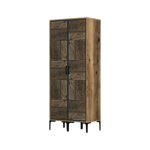 Guardaroba 2 ante Acate, Mobile camera da letto, Cabina armadio portabiti, Armadio appendiabiti, 80x201h48 cm, Noce e Antracite