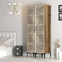 Guardaroba 2 ante Acate, Mobile camera da letto, Cabina armadio portabiti, Armadio appendiabiti, 80x201h48 cm, Noce e Bianco