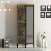 Guardaroba 2 ante Ramallah, Mobile camera da letto, Cabina armadio portabiti, Armadio appendiabiti, 80x201h48 cm, Noce e Antracite