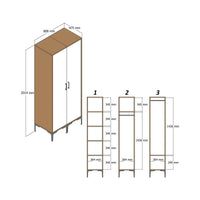 Guardaroba 2 ante Ramallah, Mobile camera da letto, Cabina armadio portabiti, Armadio appendiabiti, 80x201h48 cm, Noce e Bianco