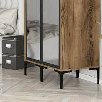 Guardaroba 2 ante Bagnone, Mobile camera da letto, Cabina armadio portabiti, Armadio appendiabiti, 80x201h48 cm, Noce e Antracite