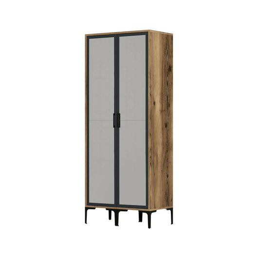 Guardaroba 2 ante Bagnone, Mobile camera da letto, Cabina armadio portabiti, Armadio appendiabiti, 80x201h48 cm, Noce e Antracite