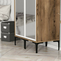 Guardaroba 2 ante Bagnone, Mobile camera da letto, Cabina armadio portabiti, Armadio appendiabiti, 80x201h48 cm, Noce e Bianco