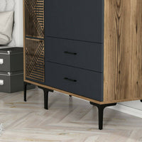 Guardaroba 3 ante Awty, Mobile camera da letto, Cabina armadio portabiti, Armadio appendiabiti, 120x48h201 cm, Noce e Antracite