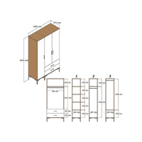 Guardaroba 3 ante Awty, Mobile camera da letto, Cabina armadio portabiti, Armadio appendiabiti, 120x48h201 cm, Noce e Antracite