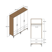 Guardaroba grande Katrin, Mobile camera da letto, Cabina armadio portabiti, Armadio appendiabiti, 160x201h48 cm, Noce e Antracite