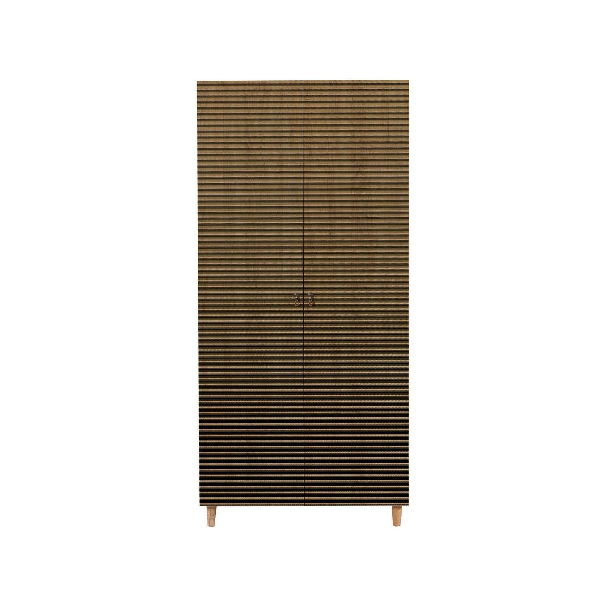 Guardaroba 2 ante Astilbe, Mobile camera da letto, Cabina armadio portabiti, Armadio appendiabiti, 90x52h192 cm, Quercia