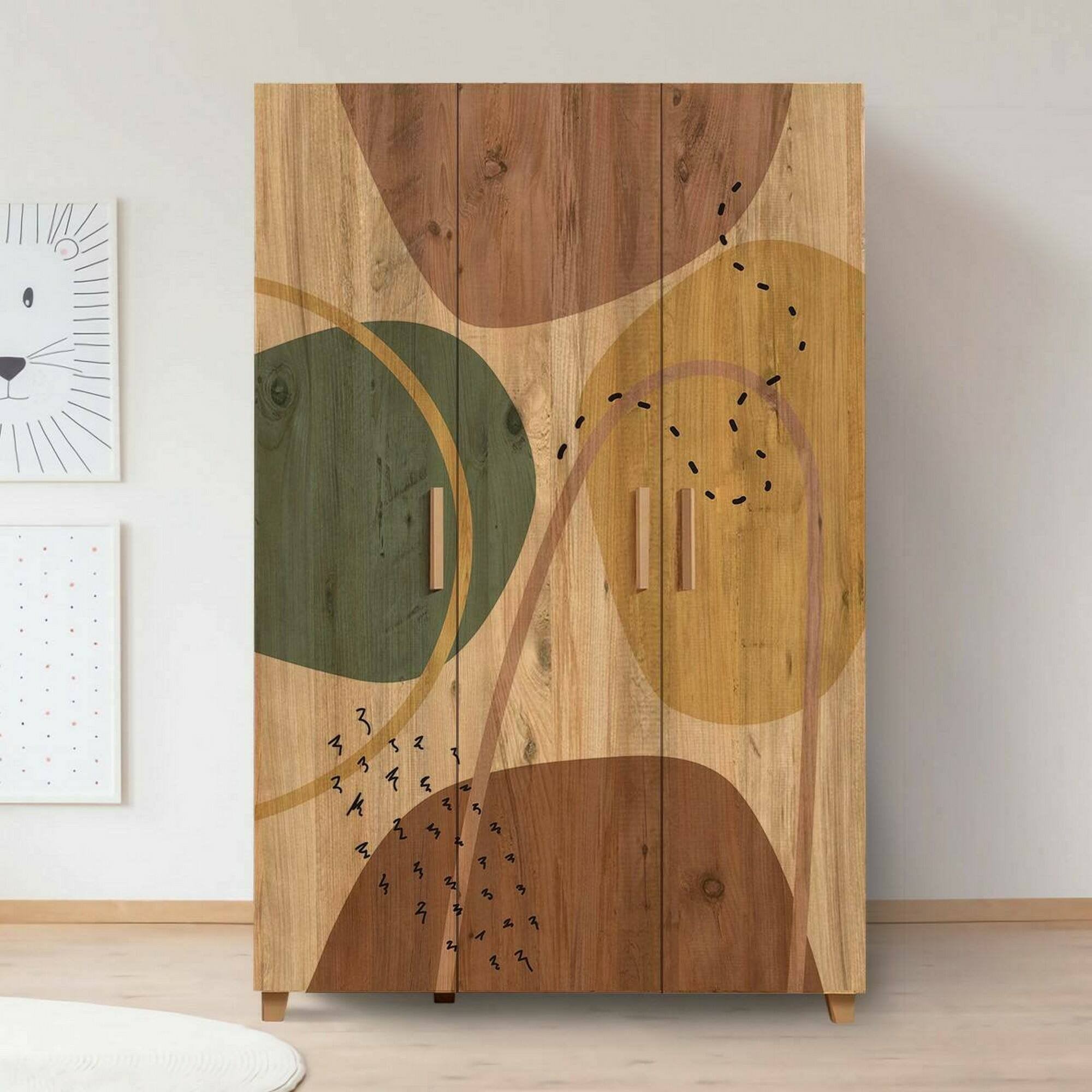 Guardaroba 3 ante Nella, Mobile camera da letto, Cabina armadio portabiti, Armadio appendiabiti, 120x48h189 cm, Quercia