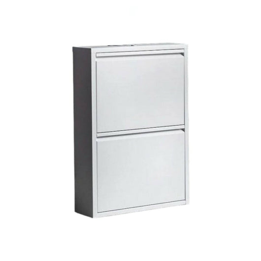 Scarpiera Igina, Mobile portascarpe in metallo, Armadio da ingresso multiuso, Mobiletto per calzature, 50x15h71 cm, Bianco