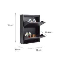 Scarpiera Igina, Mobile portascarpe in metallo, Armadio da ingresso multiuso, Mobiletto per calzature, 50x15h71 cm, Nero