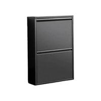 Scarpiera Igina, Mobile portascarpe in metallo, Armadio da ingresso multiuso, Mobiletto per calzature, 50x15h71 cm, Nero